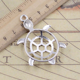 10pcs Charms Hollow Turtle Tortoise 56x37mm Tibetan Silver Color Pendants Antique Jewelry Making DIY Handmade Craft