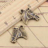10pcs Charms Horse Head 20x16mm Tibetan Bronze Silver Color Pendants Antique Jewelry Making EF3601