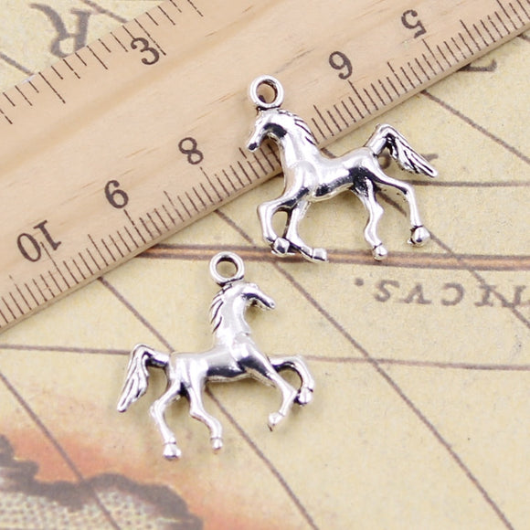 10pcs Charms Horse Steed 24x21mm Tibetan Bronze Silver Color Pendants Antique Jewelry Making DIY Handmade Craft