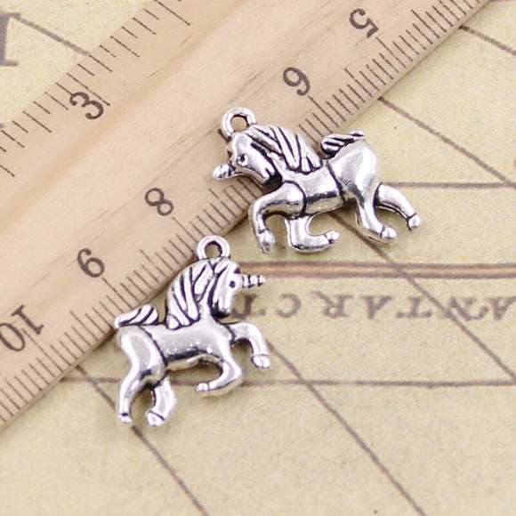 10pcs Charms Horse Unicorn 19x16mm Tibetan Bronze Silver Color Pendants Antique Jewelry Making DIY Handmade Craft