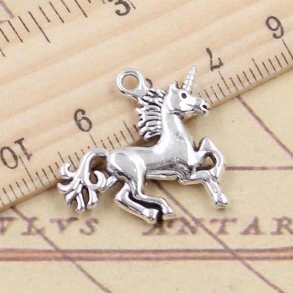 10pcs Charms Horse Unicorn 24x28mm Tibetan Silver Color Pendants Antique Jewelry Making EF3685