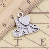 10pcs Charms I LOVE CATS 23x21mm Tibetan Bronze Silver Color Pendants Antique Jewelry Making DIY Handmade Craft