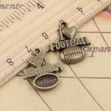 10pcs Charms I Love Football 20x18mm Tibetan Bronze Silver Color Pendants Antique Jewelry Making DIY Handmade Craft