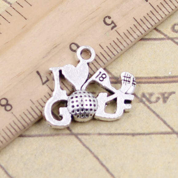 10pcs Charms I Love Golf 17x22mm Tibetan Silver Color Pendants Antique Jewelry Making DIY Handmade Craft