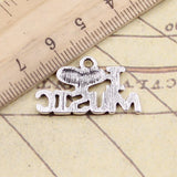 10pcs Charms I Love Music 16x28mm Tibetan Silver Color Pendants Antique Jewelry Making DIY Handmade Craft