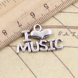 10pcs Charms I Love Music 16x28mm Tibetan Silver Color Pendants Antique Jewelry Making DIY Handmade Craft