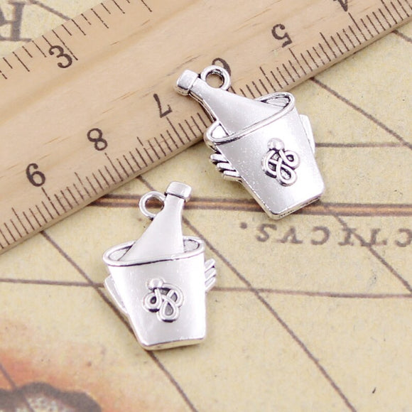 10pcs Charms Iced Beer Bucket 24x15mm Tibetan Silver Color Pendants Antique Jewelry Making DIY Handmade Craft Pendant