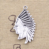 10pcs Charms Indian Chief Head 36x21mm Antique Silver Color Pendants DIY Crafts Making Findings Handmade Tibetan Jewelry