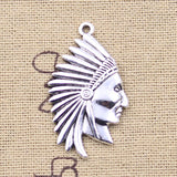 10pcs Charms Indian Chief Head 36x21mm Antique Silver Color Pendants DIY Crafts Making Findings Handmade Tibetan Jewelry