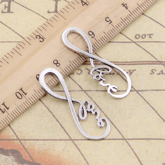 10pcs Charms Infinity Love Connector 39x15mm Tibetan Bronze Silver Color Pendants Antique Jewelry Making DIY Handmade Craft