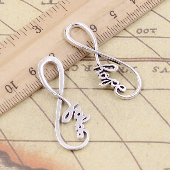 10pcs Charms Infinity Symbol Hope 39x15mm Tibetan Bronze Silver Color Pendants Antique Jewelry Making DIY Handmade Craft Pendant