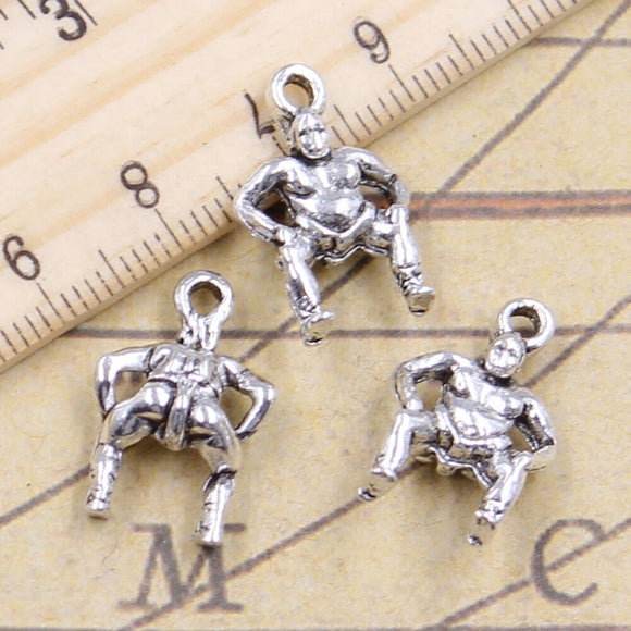 10pcs Charms Japanese Sumo Wrestler Fatty 20x13mm Antique Bronze Silver Color Pendants Making DIY Handmade Findings Jewelry
