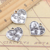 10pcs Charms Jigsaw Heart Puzzle 19x20mm Tibetan Silver Color Pendants Antique Jewelry Making DIY Handmade Craft