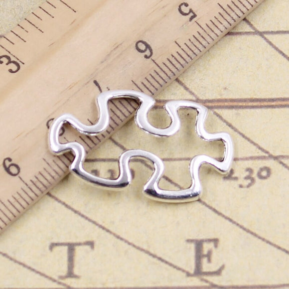 10pcs Charms Jigsaw Puzzle Autism Awareness 30x18mm Tibetan Silver Color Pendants Antique Jewelry Making DIY Handmade Craft