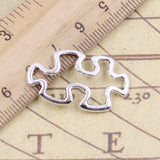 10pcs Charms Jigsaw Puzzle Autism Awareness 30x18mm Tibetan Silver Color Pendants Antique Jewelry Making DIY Handmade Craft