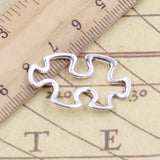 10pcs Charms Jigsaw Puzzle Autism Awareness 30x18mm Tibetan Silver Color Pendants Antique Jewelry Making DIY Handmade Craft