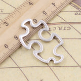 10pcs Charms Jigsaw Puzzle Autism Awareness 41x25mm Tibetan Silver Color Pendants Antique Jewelry Making DIY Handmade Craft