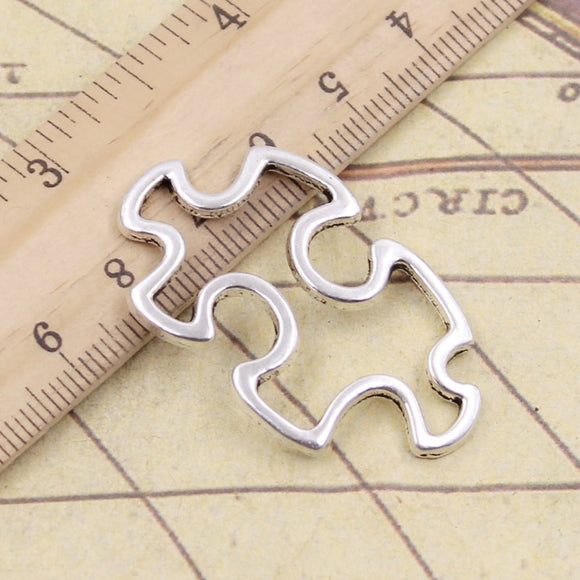 10pcs Charms Jigsaw Puzzle Autism Awareness 41x25mm Tibetan Silver Color Pendants Antique Jewelry Making DIY Handmade Craft