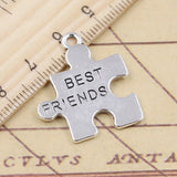 10pcs Charms Jigsaw Puzzle Best Friends 27x24mm Tibetan Silver Color Pendants Antique Jewelry Making DIY Handmade Craft