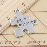10pcs Charms Jigsaw Puzzle Best Friends 27x24mm Tibetan Silver Color Pendants Antique Jewelry Making DIY Handmade Craft
