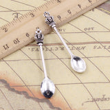 10pcs Charms Kitchen Crown Spoon 59x11mm Tibetan Bronze Silver Color Pendants Antique Jewelry Making DIY Handmade Craft
