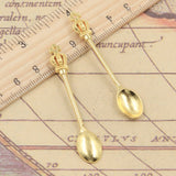 10pcs Charms Kitchen Crown Spoon 59x11mm Tibetan Bronze Silver Color Pendants Antique Jewelry Making DIY Handmade Craft