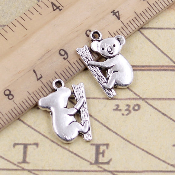 10pcs Charms Koala Bear 14x14mm Tibetan Bronze Silver Color Pendants Antique Jewelry Making DIY Handmade Craft