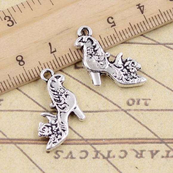 10pcs Charms Lady High Heels Shoes 18x25mm Tibetan Silver Color Pendants Antique Jewelry Making DIY Handmade Craft EF4185