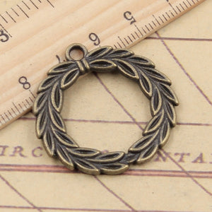 10pcs Charms Laurel Leaves Wreath 36x34mm Tibetan Bronze Silver Color Pendants Antique Jewelry Making DIY Handmade Craft