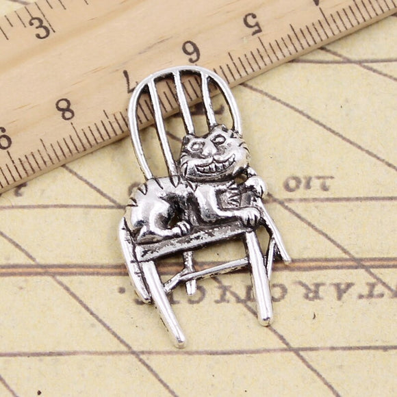 10pcs Charms Lazy Cat Lying In Chair 40x23mm Tibetan Silver Color Pendants Antique Jewelry Making DIY Handmade Craft