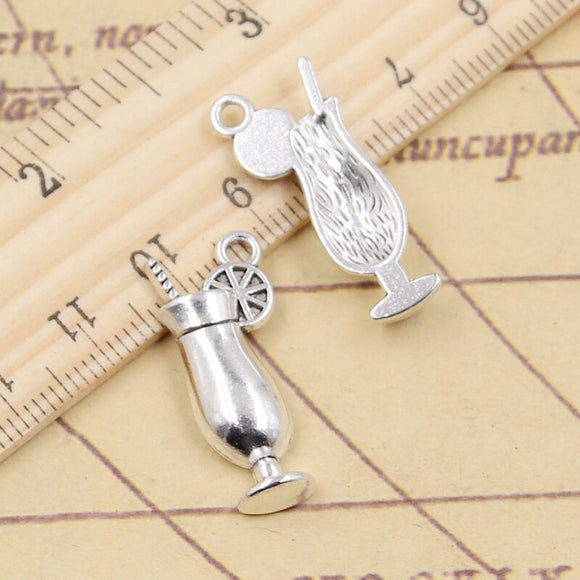 10pcs Charms Lemon Cold Drink 27x11mm Tibetan Silver Color Pendants Antique Jewelry Making DIY Handmade Craft