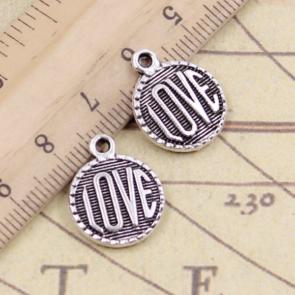 10pcs Charms Lettering Love 18x15mm Tibetan Silver Color Pendants Antique Jewelry Making DIY Handmade Craft Pendant
