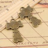 10pcs Charms Little Boy Girl 40x18mm Tibetan Bronze Silver Color Pendants Antique Jewelry Making DIY Handmade Craft
