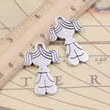 10pcs Charms Little Boy Girl 40x18mm Tibetan Bronze Silver Color Pendants Antique Jewelry Making DIY Handmade Craft