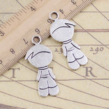 10pcs Charms Little Boy Girl 40x18mm Tibetan Bronze Silver Color Pendants Antique Jewelry Making DIY Handmade Craft