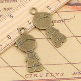 10pcs Charms Little Boy Girl 40x18mm Tibetan Bronze Silver Color Pendants Antique Jewelry Making DIY Handmade Craft