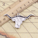10pcs Charms Longhorn Bull Steer Head 60x31mm Tibetan Silver Color Pendants Antique Jewelry Making DIY Handmade Craft