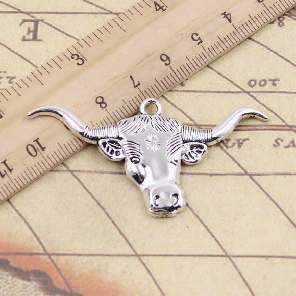 10pcs Charms Longhorn Bull Steer Head 60x31mm Tibetan Silver Color Pendants Antique Jewelry Making DIY Handmade Craft