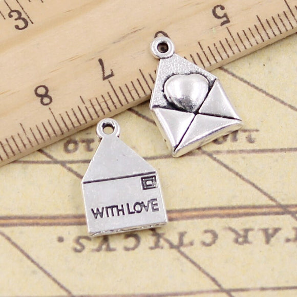 10pcs Charms Love Letter Heart With Love 18x12mm Tibetan Silver Color Pendants Antique Jewelry Making DIY Handmade Craft Pendant