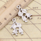 10pcs Charms Lover Boy Girl 16x27mm Tibetan Bronze Silver Color Pendants Antique Jewelry Making DIY Handmade Craft