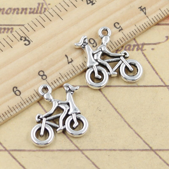 10pcs Charms Lover Couple Cycling 20x19mm Tibetan Silver Color Pendants Antique Jewelry Making DIY Handmade Craft EF4670