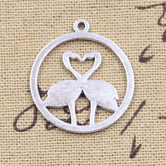 10pcs Charms Lover Sweetheart Flamingo 30x26mm Antique Silver Color Pendants DIY Crafts Making Findings Handmade Tibetan Jewelry