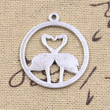 10pcs Charms Lover Sweetheart Flamingo 30x26mm Antique Silver Color Pendants DIY Crafts Making Findings Handmade Tibetan Jewelry