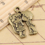 10pcs Charms Lover Sweethearts Kissing 31x23mm Tibetan Bronze Silver Color Pendants Antique Jewelry Making DIY Handmade Craft