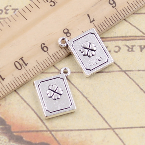 10pcs Charms Lucky Clover Book 15x13x3mm Tibetan Silver Color Pendants Antique Jewelry Making DIY Handmade Craft Pendant