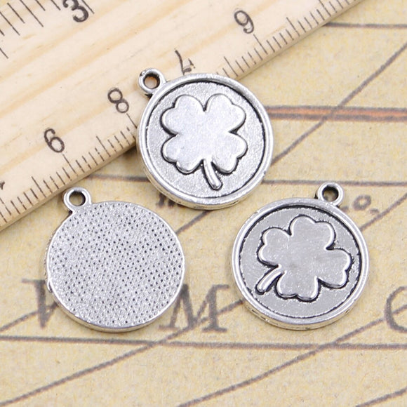 10pcs Charms Lucky Irish Four Leaf Clover 21x18mm Tibetan Silver Color Pendants Antique Jewelry Making DIY Handmade Craft