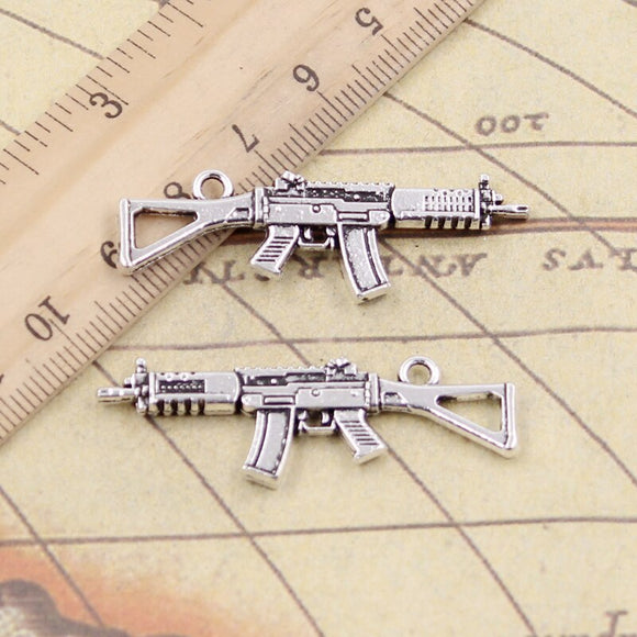10pcs Charms Machine Gun Assault Rifle 45x13mm Tibetan Silver Color Pendants Antique Jewelry Making DIY Handmade Craft