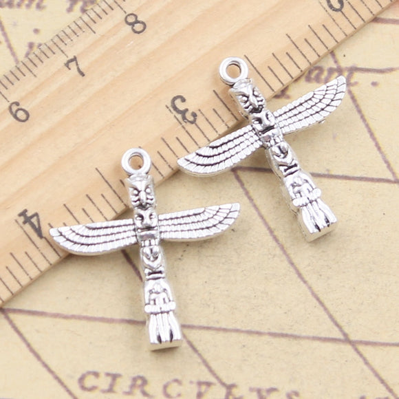 10pcs Charms Maya Stone Statue 27x25mm Tibetan Silver Color Pendants Antique Jewelry Making DIY Handmade Craft