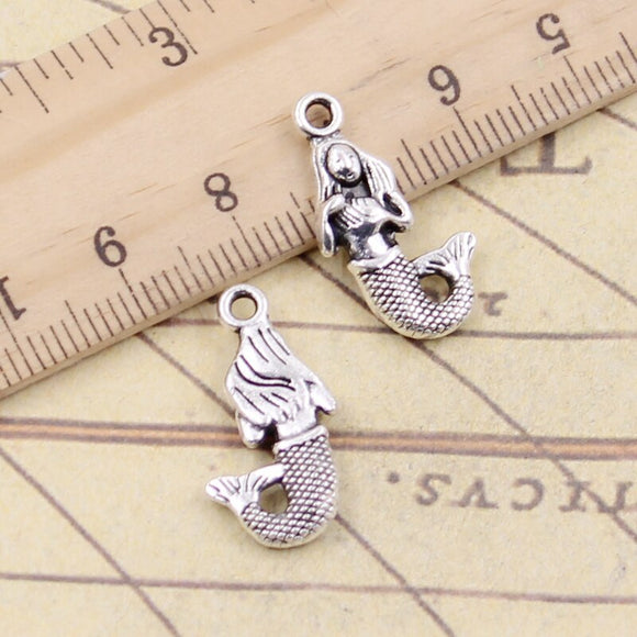 10pcs Charms Mermaid 22x11mm Tibetan Silver Color Pendants Antique Jewelry Making DIY Handmade Craft