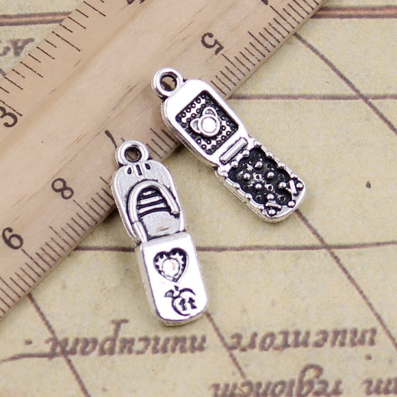 10pcs Charms Mobile Phone 21x8mm Tibetan Silver Color Pendants Antique Jewelry Making DIY Handmade Craft